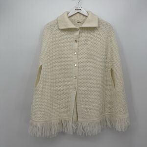 Montgomery Ward Vintage Cream Poncho Sweater Acrylic OSFM Cape